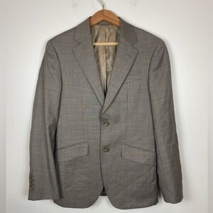 Berragamo Elegant Luxe Italy 100% Wool Blazer Sport Coat Slim 36R Tan Gray